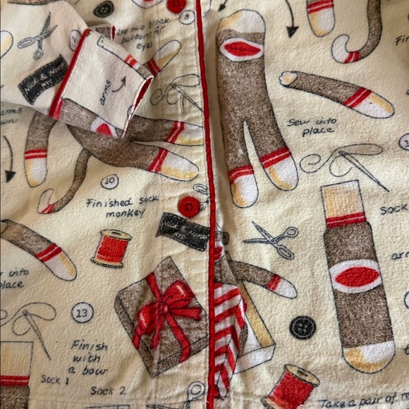 Nick & Nora Cream and Red Christmas  monkeys Pajama Set - Picture 8 of 12